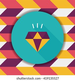 diamond flat icon with long shadow,eps10
