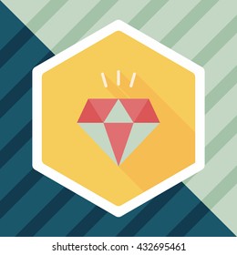 diamond flat icon with long shadow,eps10