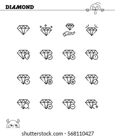 Diamond flat icon set. Collection of high quality outline symbols for web design, mobile app. Diamond vector thin line icons or logo.