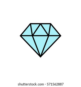 Diamond flat line icon