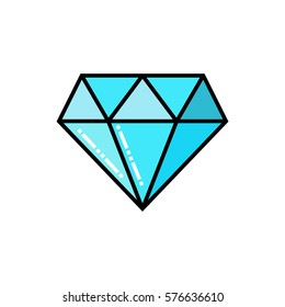 Diamond flat line icon