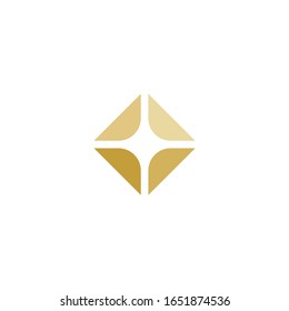 Diamond flat logo with gold color shades