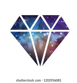 Diamond flat vector icon with space background inside