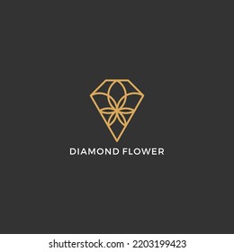 diamond flower bloom logo design vector