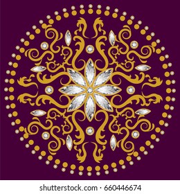 diamond flower circle luxury background vector