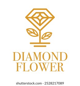 diamond flower flat minimalist logo design