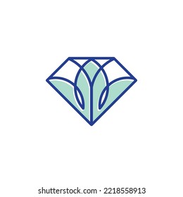 diseño de logotipo de diamantes y flores
