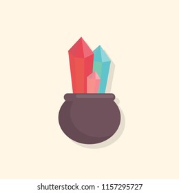 diamond in flowerpot flat vector illustration icon