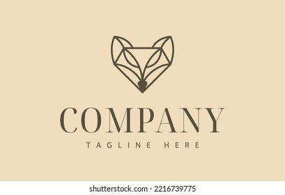 Diamond Fox Head Linear logo Design
