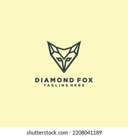Diamond fox  logo desing icon vector