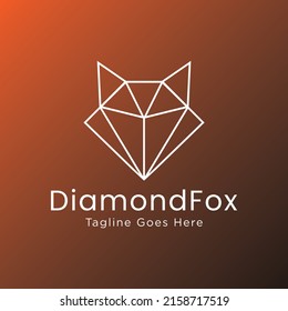 Plantillas de diseño del logotipo de vectores minimalistas de Diamond Fox Modern