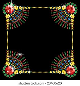 diamond frame of different color on black background