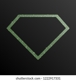 Diamond frame green sequins, glitters, sparkles, paillettes. Disco party light music with shiny sequins. Green dots glitter texture. Metallic glowing cloth. Jewel frame. Repeat. Symbol treasure.