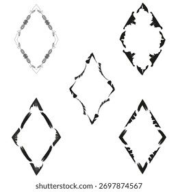 Icono de marco de diamante. Símbolo de cruz negra. Detalle de contorno simple. Emblema del marco de Vector. EPS 10.