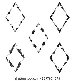 Icono de marco de diamante. Símbolo de punto negro. Detalle de contorno minimalista. Emblema del marco de Vector. EPS 10.