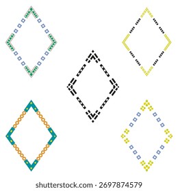 Icono de marco de diamante. Símbolo de acento amarillo. Detalle de contorno ligero. Emblema del marco de Vector. EPS 10.