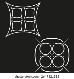 Diamond frame icons. Rhombus window shapes. Geometric grid Vector. Minimal outline set.