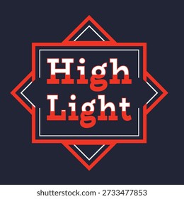 Insignia enmarcada de diamante con texto de alta luz en rojo brillante y blanco sobre un fondo oscuro