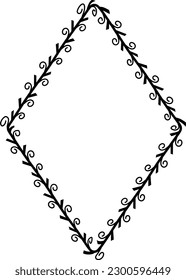 Diamond frames Flower wreath spiral leaf floral vector decoration triumph border framing pressed flowers background black for congratulations birthday wedding anniversary valentine Christmas new year