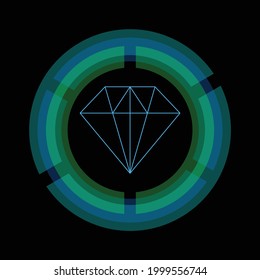 A diamond with a futuristic circle frame