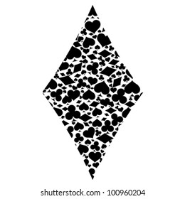 Diamond with game card symbols, vector