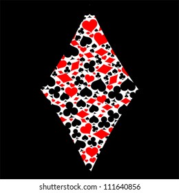 Diamond with game card symbols, vector