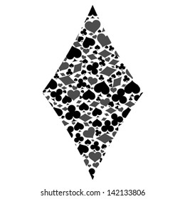 Diamond with game card symbols, vector