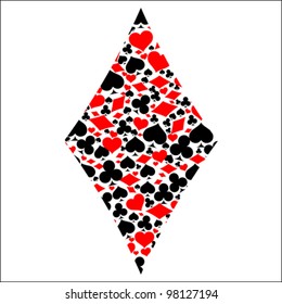 Diamond with game card symbols, vector