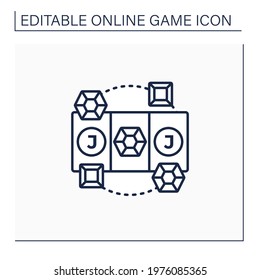 Diamond game line icon. Swap diamonds. Three in row. Jackpot. Online game concept. Isolated vector illustration.Editable stroke