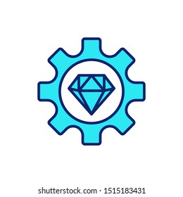 Diamond Gear Logo Vector Icon. Operational excellence vector icon. Gear, diamond, engineering. Innovation concept. Quality Control icon
