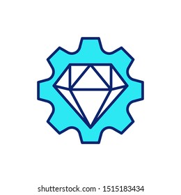 Diamond Gear Logo Vector Icon. Operational excellence vector icon. Gear, diamond, engineering. Innovation concept. Quality Control icon