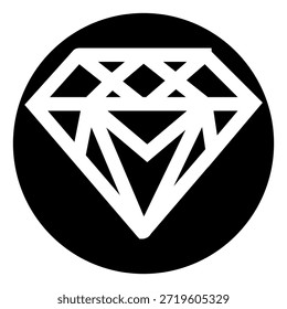 Icono de la gema del diamante que crea un símbolo gráfico minimalista simple, plano, blanco y negro, que representa conceptos como valor, lujo, calidad y perfección