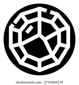 Icono de gema de diamante con facetas geométricas que representan el lujo, el valor y la calidad, presentado en un fondo de círculo negro minimalista que crea un elemento de logotipo simple