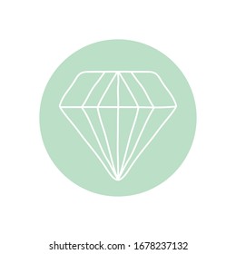 diamond gem icon over white background, minimalist tattoo concept, line block style, vector illustration