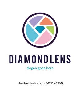 DIAMOND GEM LENS CAMERA LOGO ICON SYMBOL TEMPLATE