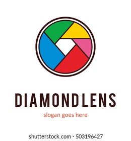 DIAMOND GEM LENS CAMERA LOGO ICON SYMBOL TEMPLATE