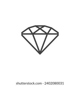 Diamond, gem line icon. linear style sign for mobile concept and web design. Crystal gemstone outline vector icon. Jewelry symbol, logo illustration. Vector graphics