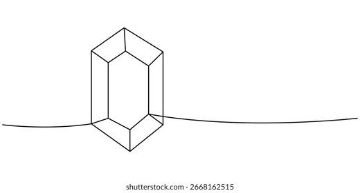 Diamant Edelstein eine Linie durchgehende Zeichnung. Kristall und Mineral. Vektorgrafik. Einzeln auf weißem Hintergrund