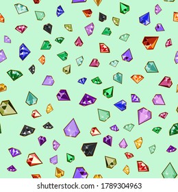 Forma de gema de diamante faceta sin fisuras en el fondo verde lima. Objetos preciosos geométricos con joyas de lujo. Portada, banner, fondo, carteles, afiche de diseño de lujo.