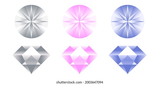 Conjunto de materiales de ilustración de iconos de vectores de diamantes