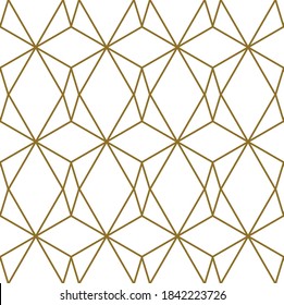 Diamond or gems effect simple geometric octagonal shapes in gold outline against a white background, vector illustration