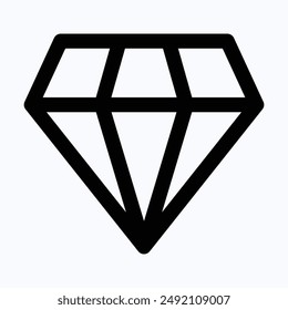 Diamond, Gems Symbol Vector Icon, Lineal Isolated Vector Icon.