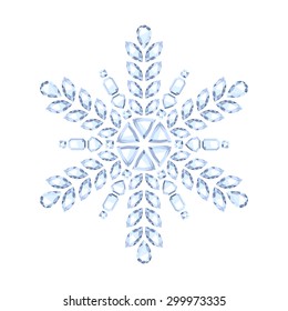 Diamond gemstone christmas shiny snowflake vector illustration.