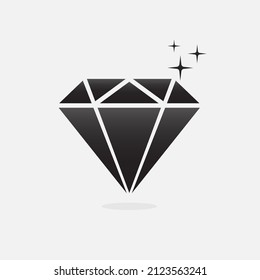 Diamond gemstone icon isolated flat design vector illustration on white background.