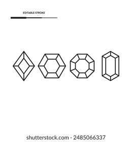 Diamante, Conjunto de iconos de piedras preciosas Diseño de Vector.