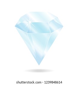 Diamond gemstone. Isolated object on a white background, vector illustration