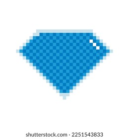 Diamond gemstone pixel art vector icon.
