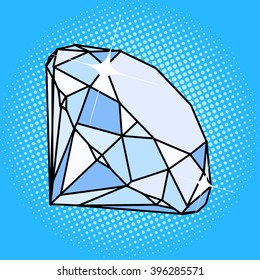 Diamond gemstone pop art style vector illustration. Comic book style imitation. Vintage retro style. Conceptual illustration