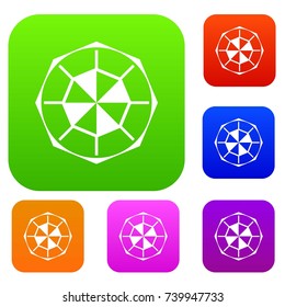 Diamond gemstone set icon color in flat style isolated on white. Collection sings vector illustration