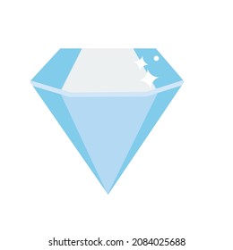 Diamond gemstone. Simple Blue crystal clip art. Jewelry symbol